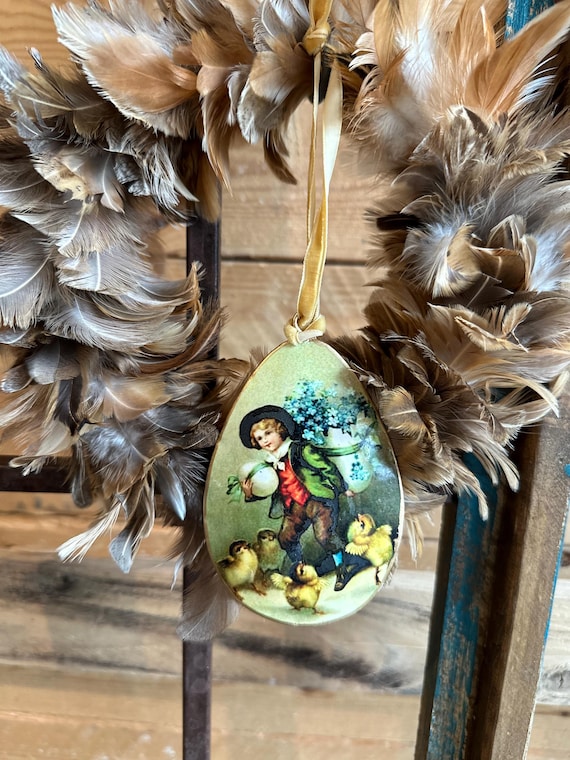 Metal Easter pendant, Easter decoration, vintage Easter egg