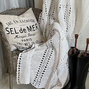 Old antique blanket crochet blanket handmade vintage throw