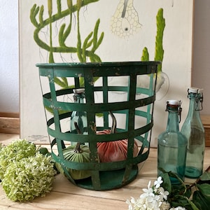 Wire Basket Iron Basket Hanging Basket Vintage Storage Basket Metal Basket