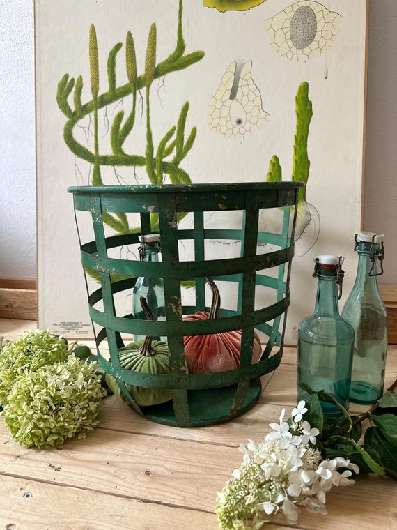 Wire Basket Iron Basket Hanging Basket Vintage Storage Basket Metal Basket