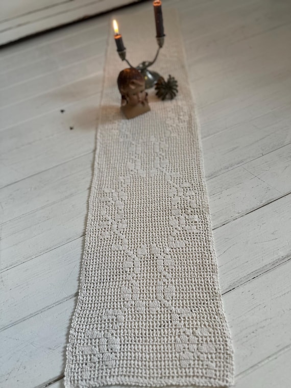 Crochet tablecloth, handmade runner, blanket