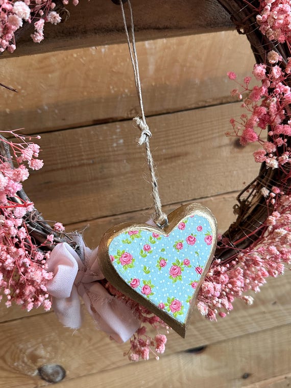 Pendant, decorative pendant, wooden heart, decorative heart, antique finish, hearts, decoration, vintage