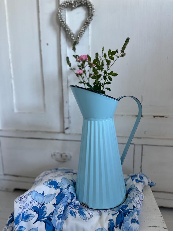 Enamel jug jug enamel jug vintage antique finish tin jug