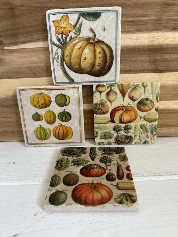 Coaster tiles made of tumbled marble in a set of 4 pieces