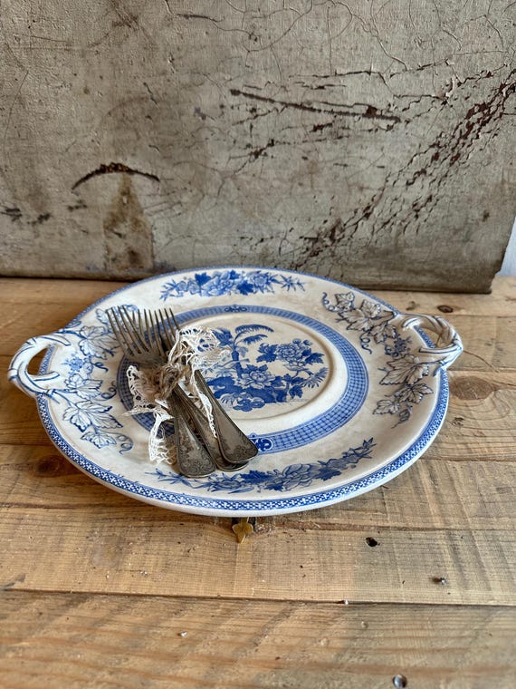 Old antique plate, dish, serving platter, bowl, ceramic, Gustavsberg vintage faience