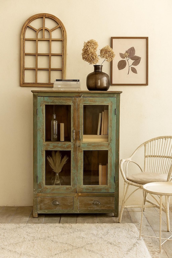 Cabinet Display Cabinet Chest of Drawers Sideboard Display Cabinet Furniture Glass Display Cabinet Shelf Cabinet Antique Finish