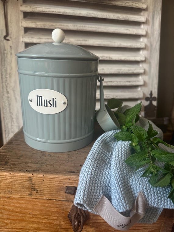Retro cereal box enamel tin can vintage