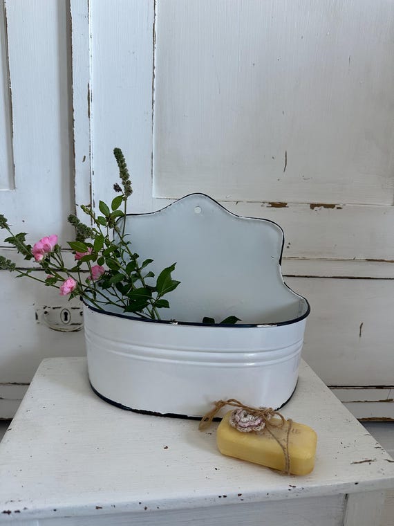 Soap dish storage bowl hanging bowl enamel decoration garden shabby