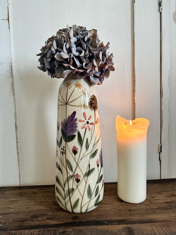 Vase, ceramic vase, flower vase, decorative vintage, Swedish pattern, water jug