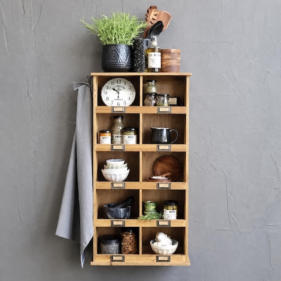 Shelf, sorting shelf, wooden shelf, vintage shabby chic antique finish