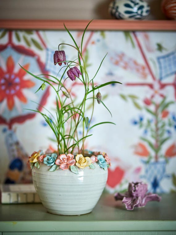 Jug ceramic pot planter plant pot decoration vintage hand-painted