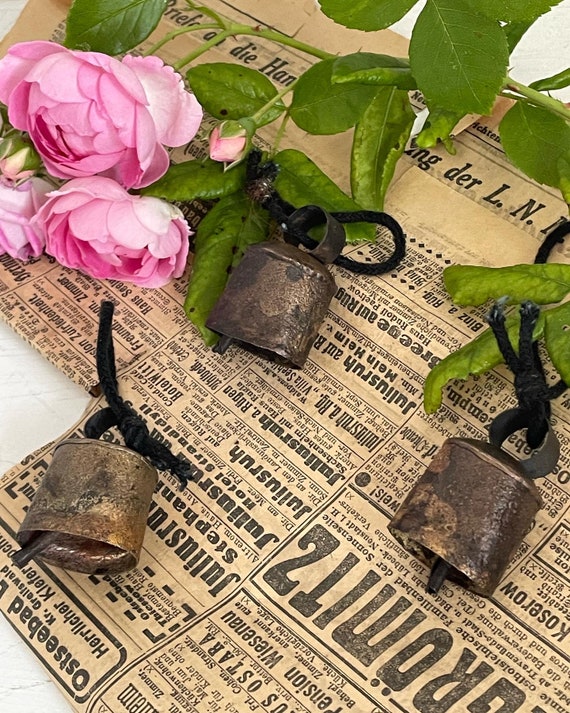 Old antique iron bell, vintage decor, shabby chic