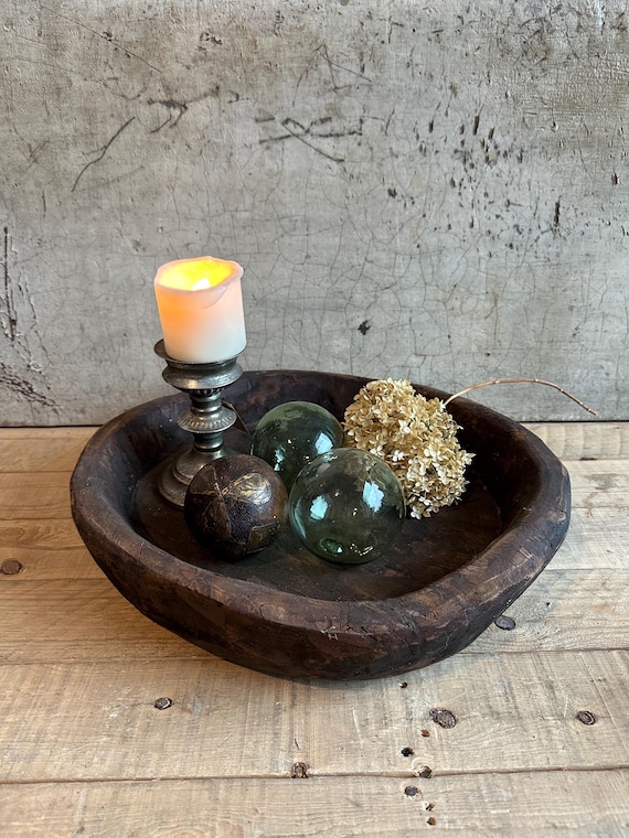 Wooden bowl, old wood, antique finish
