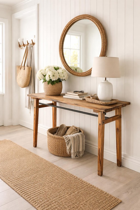 Table, console table, kitchen table, garden table, desk, antique finish, old wood, industrial style