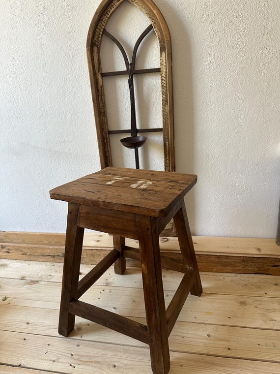 Stool side table antique finish bench furniture vintage shabby