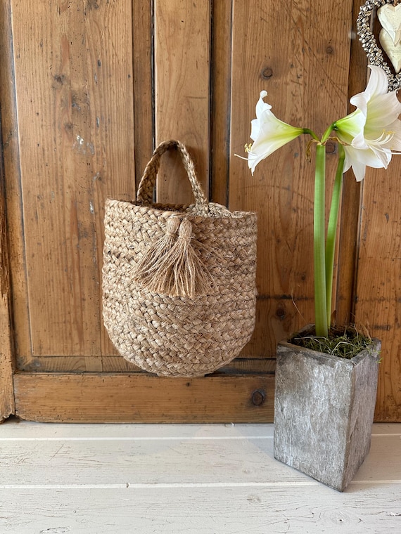 Jute basket, storage basket, hanging basket, decorative vintage