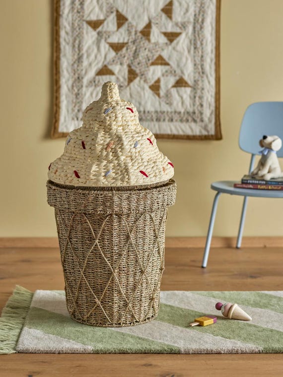 Basket Storage Basket with Lid, Water Hyacinth Organization Helper
