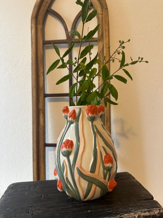 Vase ceramic vase flower vase decoration vintage Swedish pattern water jug