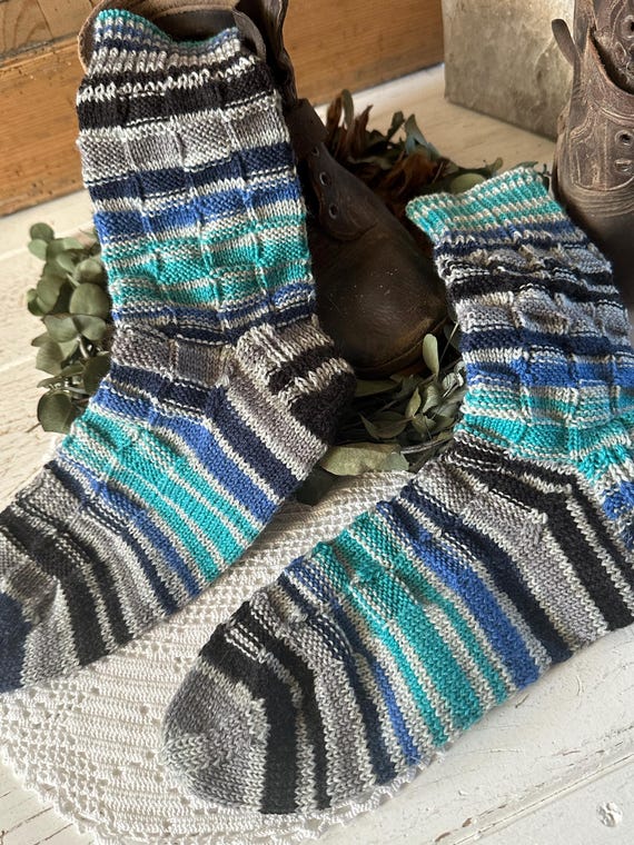 Knitted socks, handmade stockings, wool socks