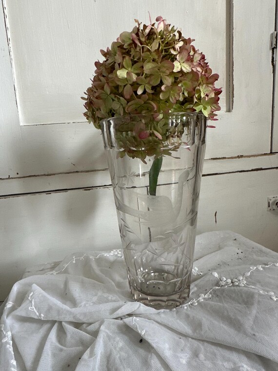 Old antique glass vase cut glass vase
