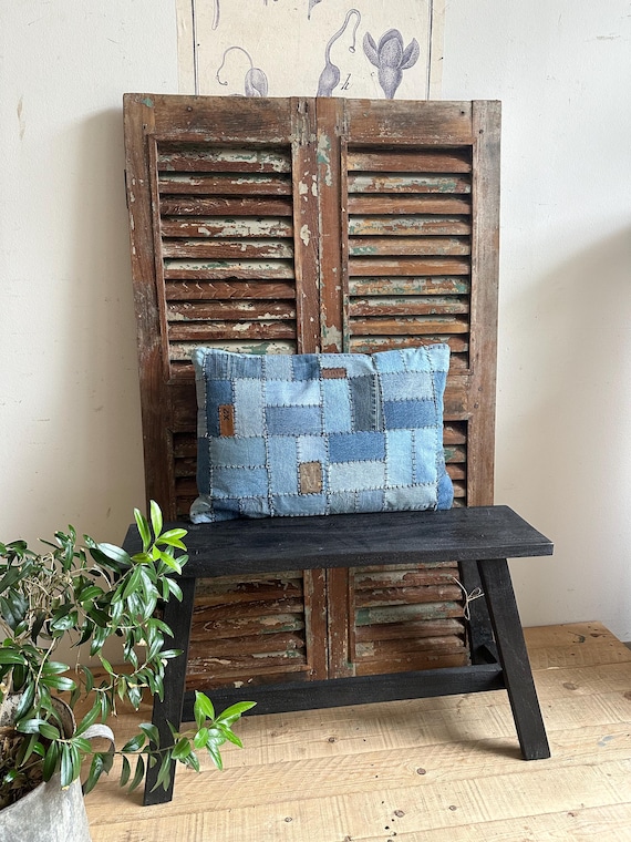 Bench seat water bench old wood black antique finish