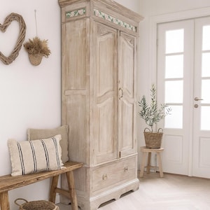 Armoire de rangement, armoire à linge, armoire à vaisselle, vitrine, meuble, commode, armoire, finition antique lavée