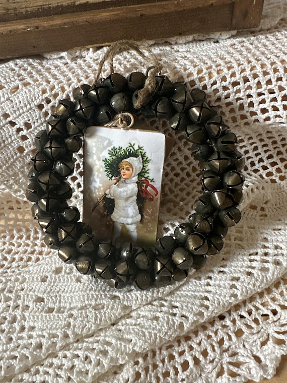 Bell set bell wreath metal bells vintage hanging bells