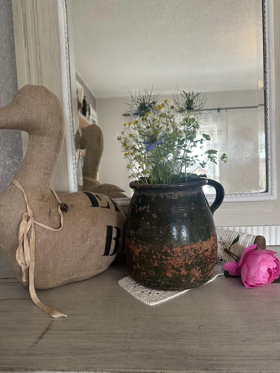 Old antique jug ceramic clay jug vase decoration vintage green