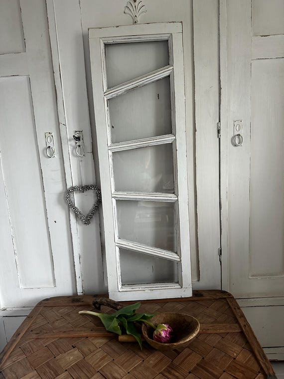 Old antique wooden window with glass, decorative window, vintage