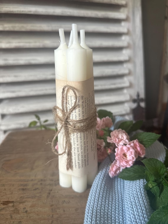 Candles Taper Candles Decoration Vintage Pack of 4 Candles white