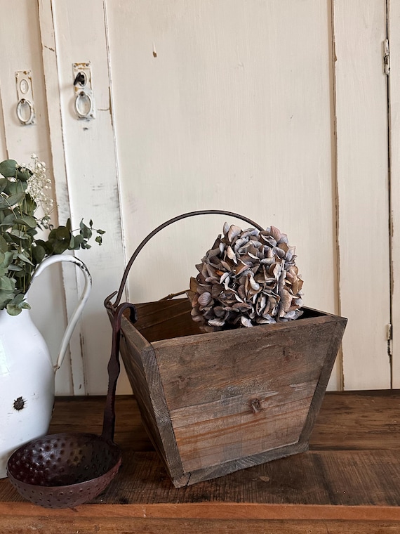 Wooden basket sorting box, wooden box storage, wooden basket with antique finish, wooden crate