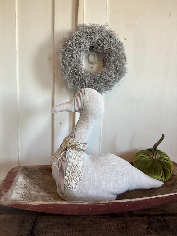 Linen goose linen bird handmade decoration vintage