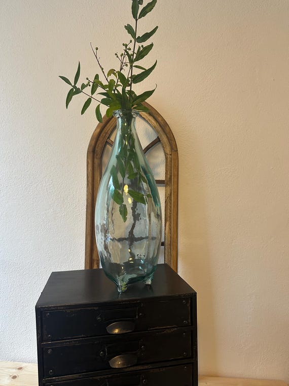 Vase green glass glass bottles glass vase decoration vintage