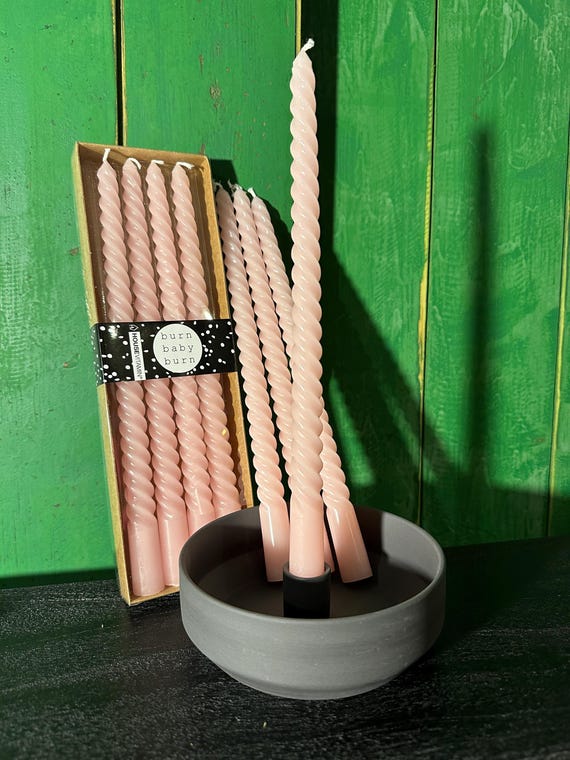 Candles taper candles twisted pink pack of 4