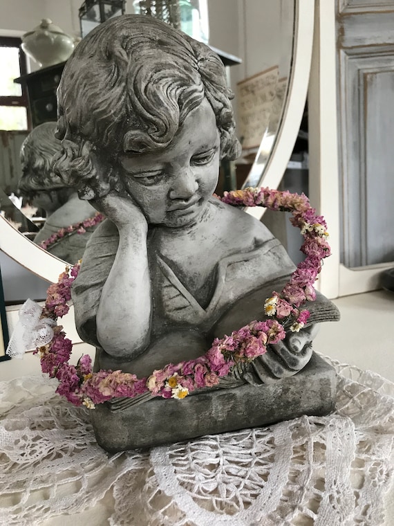 Stone bust girl bust concrete bust garden decoration vintage