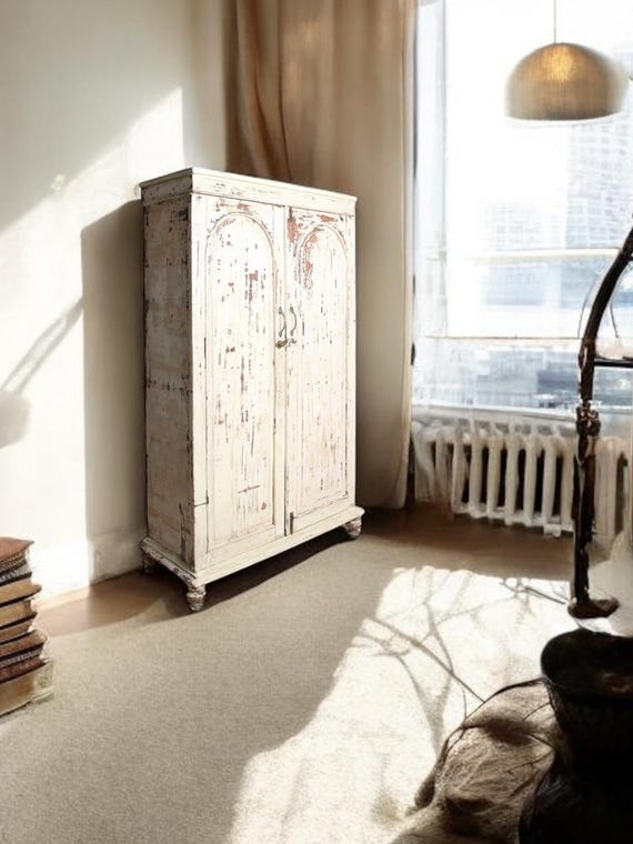 Wardrobe pantry cupboard antique finish furniture vintage shabby
