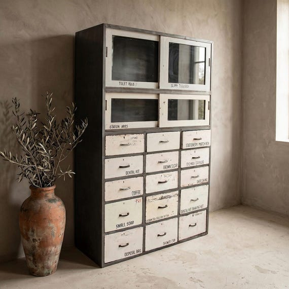 Display cabinet, chest of drawers, iron chest of drawers, cabinet, furniture, industrial style, chest of drawers