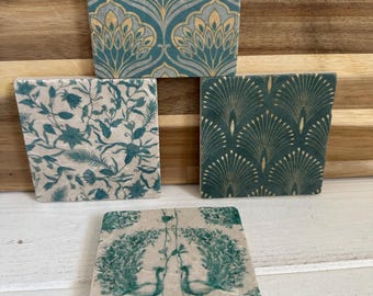 Coaster tiles made of tumbled marble in a set of 4 pieces