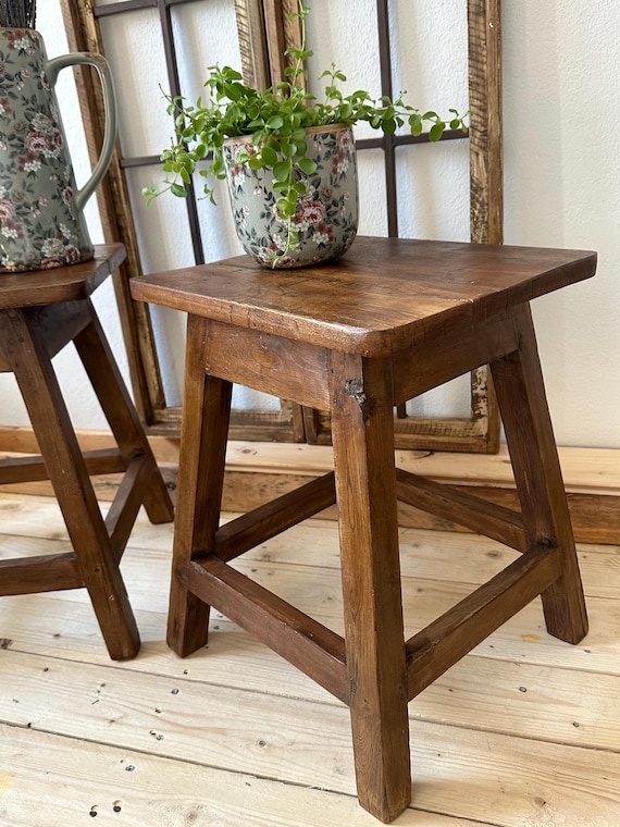 Stool side table antique finish bench furniture vintage shabby