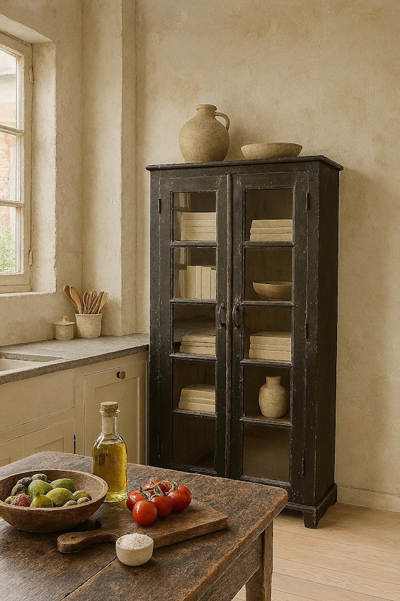 Chest of Drawers Display Cabinet Antique Finish Vintage Sideboard Furniture Cabinet