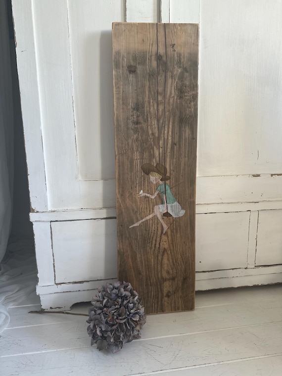 Picture mural hand painting handcraft old wood painting wooden board