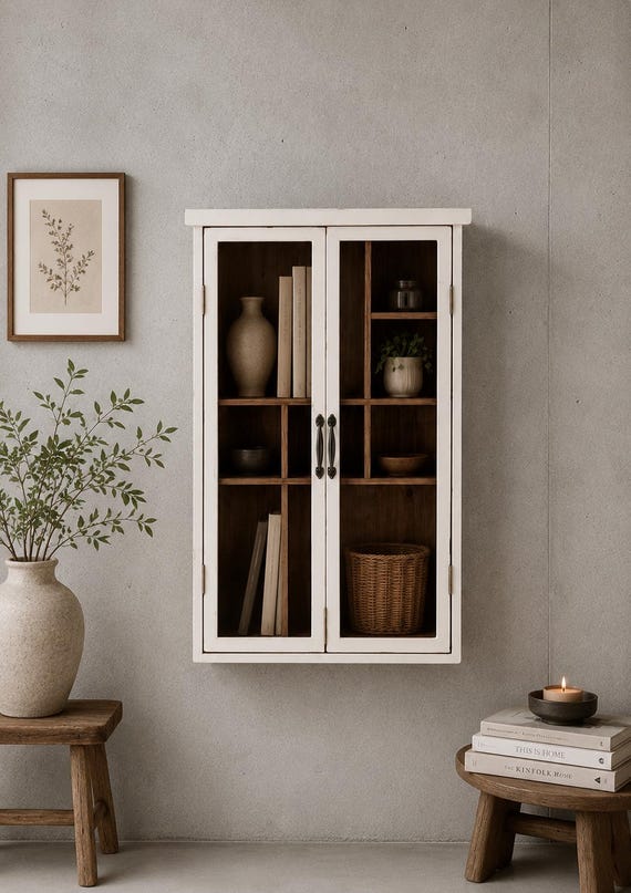 Display cabinet, wall-mounted display cabinet, glass display cabinet, furniture, chest of drawers, cabinet, antique finish