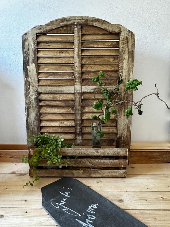 Wooden window shutters, antique finish, decorative window, vintage