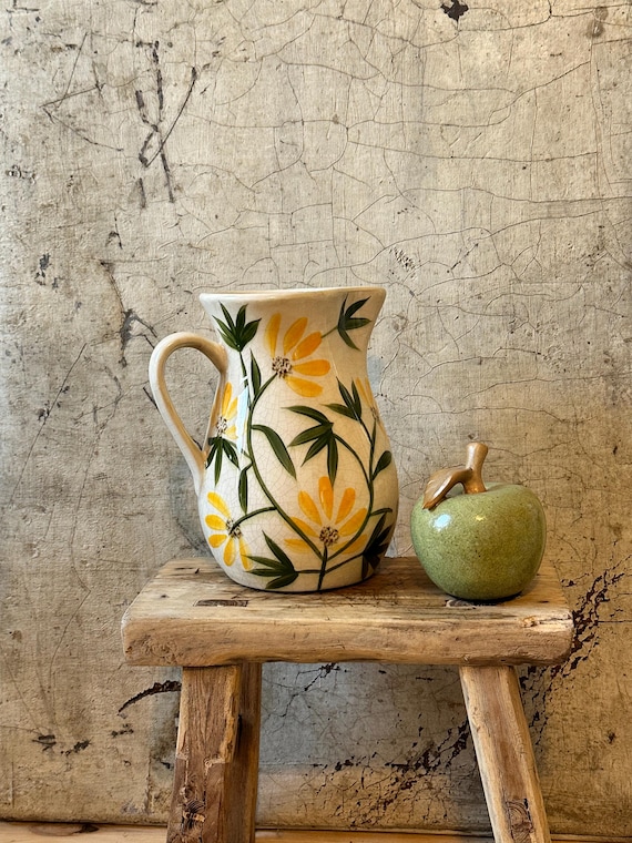 Vase, jug, ceramic vase, flower vase, decorative vintage, Swedish pattern, water jug