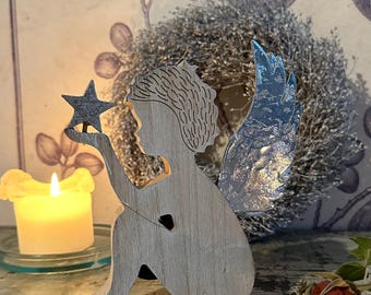 Anjo de madeira anjo da guarda anjo decoração de natal