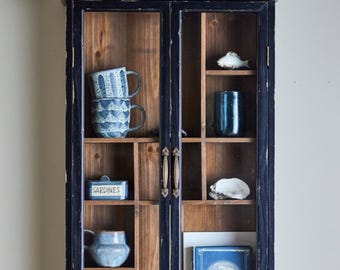 Vitrine Vitrinenschrank Hängevitrine Glasvitrine Möbel Kommode Schrank antik finish