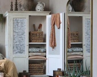 Linen Cabinet Wardrobe Antique Finish Furniture Cabinet Vintage Shabby