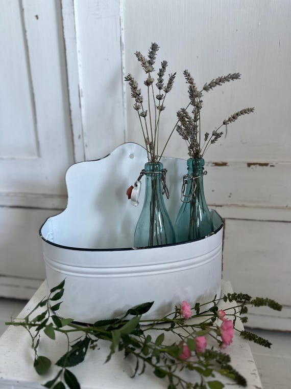 Soap dish storage bowl hanging bowl enamel decoration garden shabby