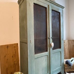 Linen cupboard wardrobe antique finish furniture cupboard vintage shabby image 3