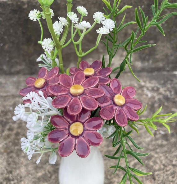 Flowers Ceramic Flowers Vintage Handmade Art Ceramic Decoration Garden Stake Garden Decoration